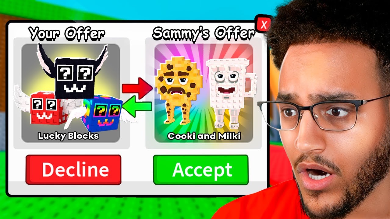 Trading LUCKY BLOCKS to COOKI and MILKI in Steal a Brainrot