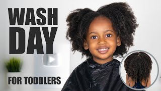 FULL WASHDAY ROUTINE for KIDS 💦 (Detangle, Wash, Condition, Moisturise &amp; Style) (Natural Hair)