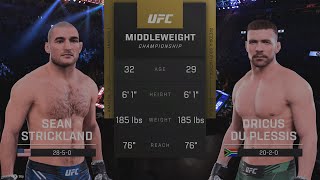 Шон Стриклэнд vs  Дрикус Дю Плесси Бой UFC 297 (cpuVScpu) UFC 5