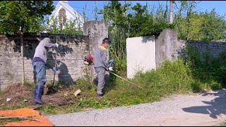 Super eyecatching transformation of overgrown garden  Clean the house and cut tall grass