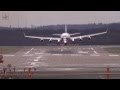 Russian IL-96-400T heavy crosswind landing Düsseldorf FULL HD