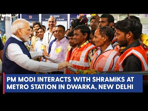 PM Modi interacts with Shramiks at Yashobhoomi in Dwarka, New Delhi