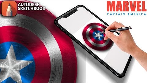 Autodesk sketchbook drawing | captain america shield |  3d look