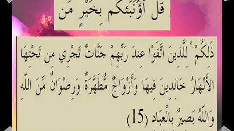 القرآن الكريم سورة آل عمران الأية 15