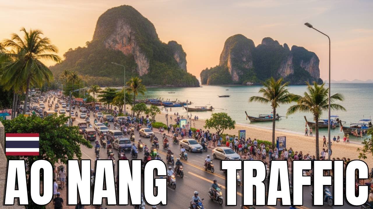 [4K] Watching The World Go By - Ao Nang, Krabi Traffic & Street Life (Ambient POV)