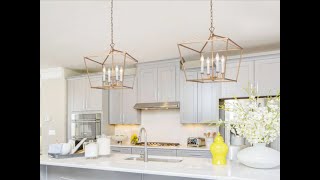 LNC Home - Gold Modern Geometric Chandelier -4 Lights