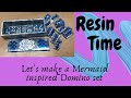 Resin Art Mermaid inpired  Domino set with storage box ( Process Video)