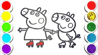 Peppa Pig and George Pig Drawing,Painting and Coloring for Kids, Toddlers  Easy Drawing