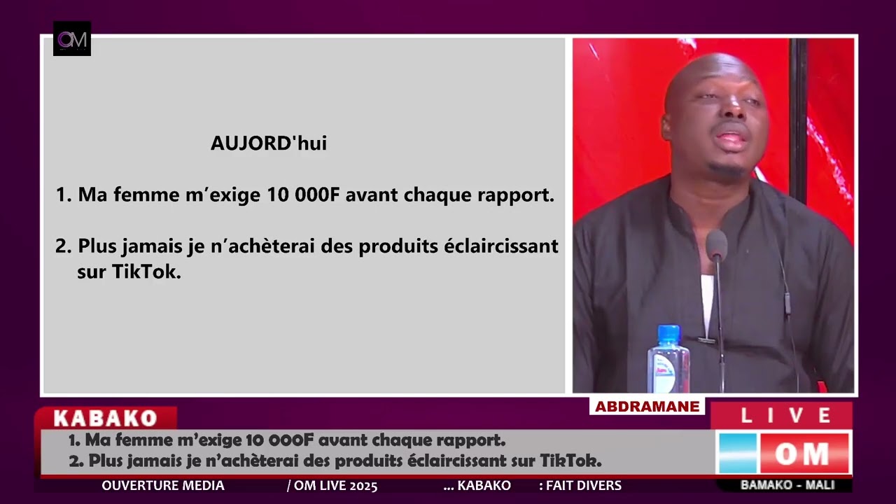 OM LIVE  / OM TV  : Ma femme m’exige 10 000F avant chaque rapport.