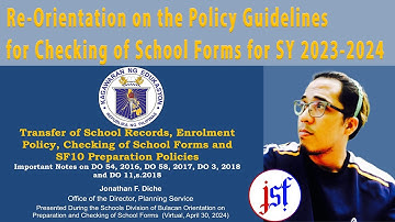 Re-Orientation on the Policy Guidelines for Checking of School Forms for SY 2023-2024