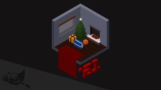 Making an isometric christmas tree with GIMP (timelapse)
