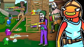 AMONG US vs. FORTNITE HEROES - Fishstick, Travis Scott, The Joker, Psycho Bandit | Toonz Animation