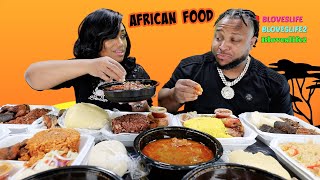 African Food Mukbang Challenge | Fufu, Banku, Pepper Soup, and Goat