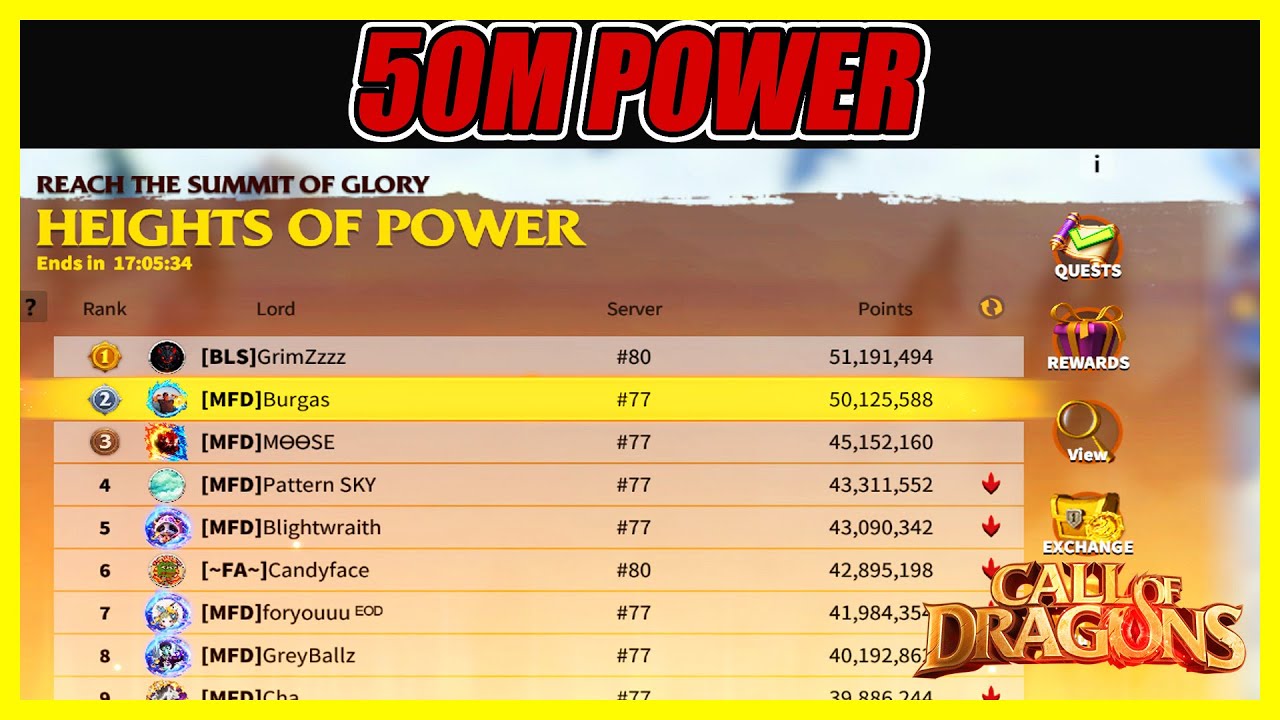 50M POWER PUSH – Fast Training & Promotions (Call of Dragons)