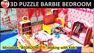 DIY🧩3D Puzzle Barbie House Making with Kids🏡Cute Bed Room Set Up🥳 #3dpuzzles #sujaycrafts #housetour screenshot 3