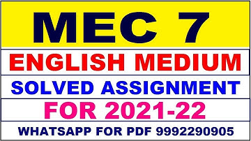 MEC 7 Solved Assignment 2021-22 in ENGLISH,  Whatsapp For Pdf  9992290905.
