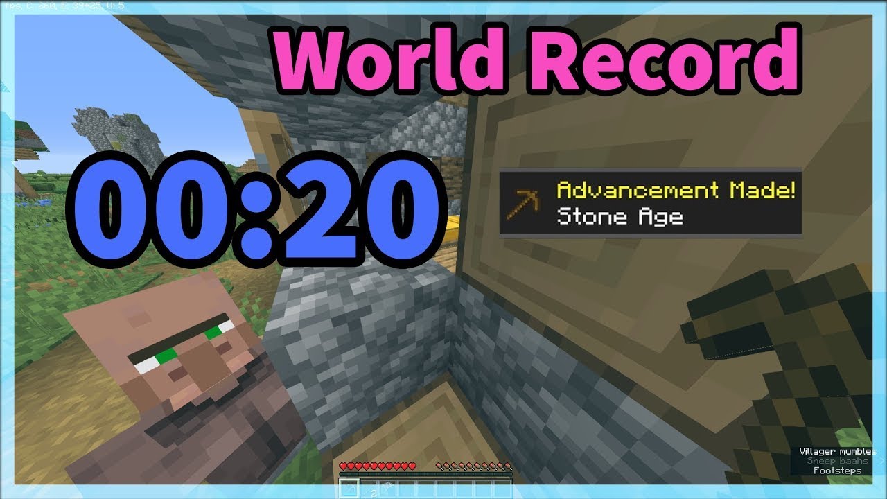World Record Minecraft Stone Age Random Seed Glitchless Any Speedrun ...