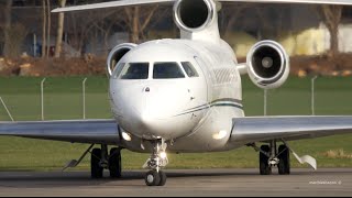 Dassault Falcon 7X Heavy Loaded TakeOff at Bern Airport