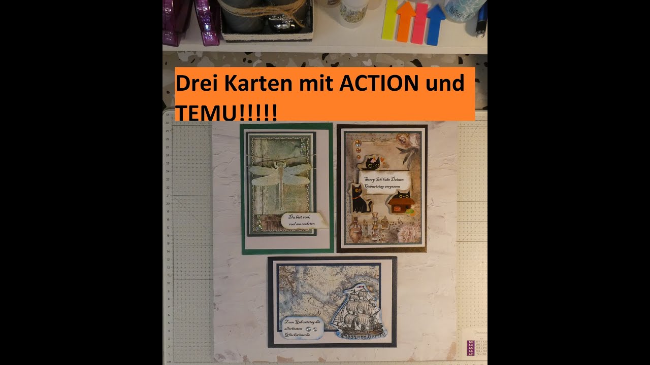 Mit ACTION und TEMU 3 Karten gestaltet!! - YouTube
