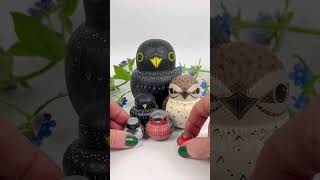 I painted a set of 10 British garden bird nesting dolls 🐦💚✨ #birdlovers #gardenbirds #nestingdolls