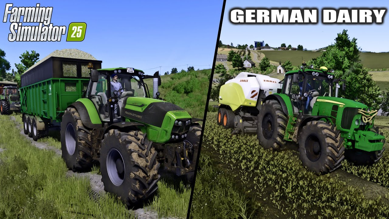 FS25 German Dairy | Hay Bale making and Animal Feeding | Deutz and Fendt MTS 930 | Gaming.