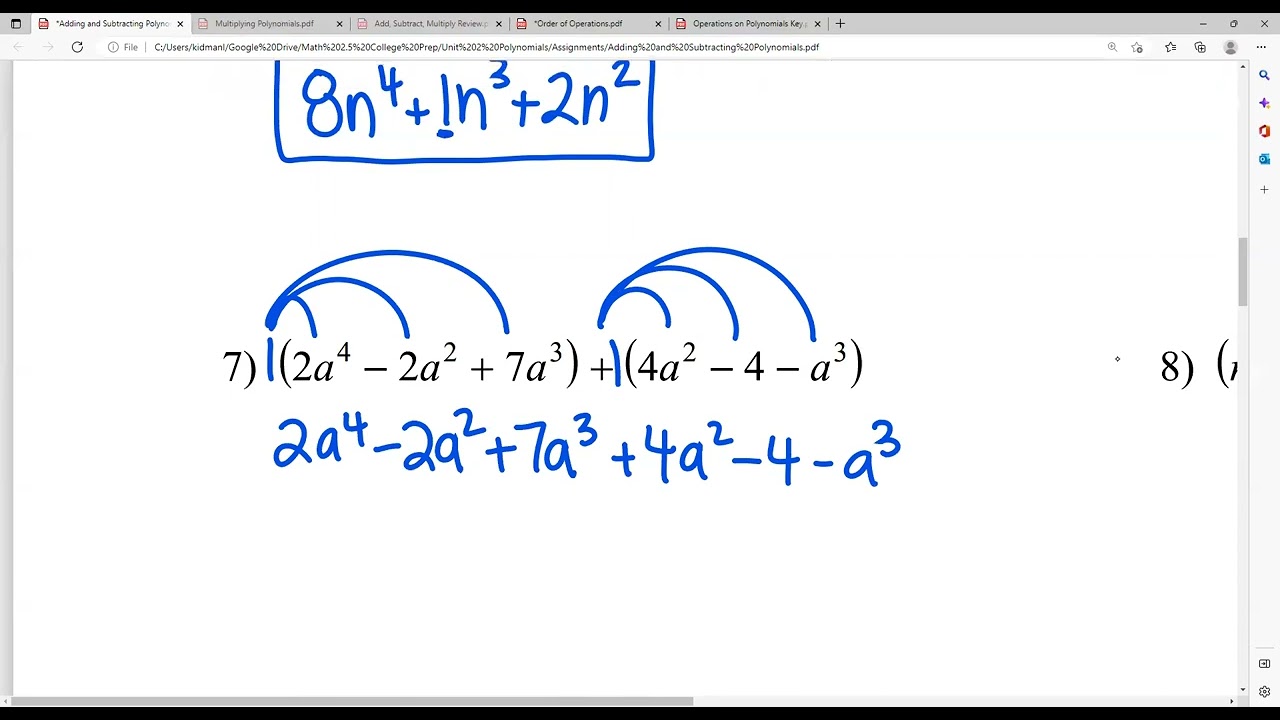 Adding Subtracting And Multiplying Polynomials Worksheet Doc