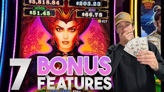 Nice Win On A Queenie Slot Machine At Coushatta Casino Resort! 7 BONUS FEATURES!