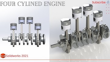 Four Cylinder Engine CAD Model With Static Assembly | Solidworks 2021 Tutorial | Solid Modeling
