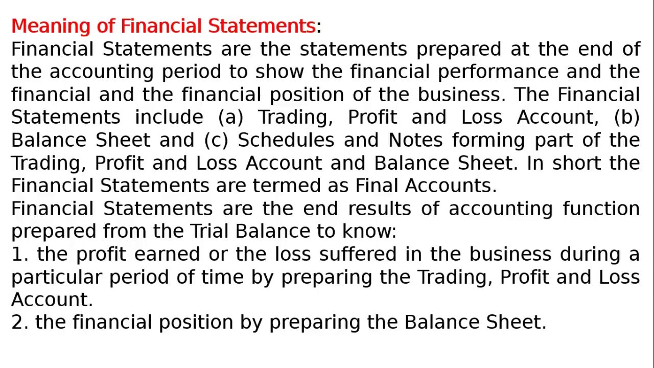 Meaning of Financial Statements - YouTube