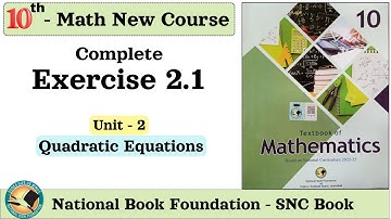 Class 10 Math Chapter 2 Exercise 2.1 - Quadratic Equations - NBF New BOOK Federal Board