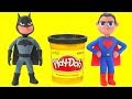 Superman & Batman Play Doh Cartoons Hulk Frozen Elsa Superhero Babies Stop Motion