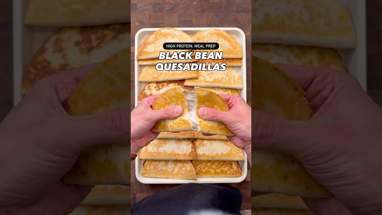 Macro-Friendly, High Protein Black Bean Quesadillas #shorts