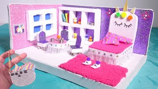 DIY Miniature House ️ How To Build Beautiful Mansion with Unicorn bedroom Bag from Cardboard