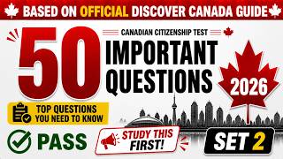 Canadian Citizenship Test | 50 Must Know Questions from Official Discover Canada Guide SET02