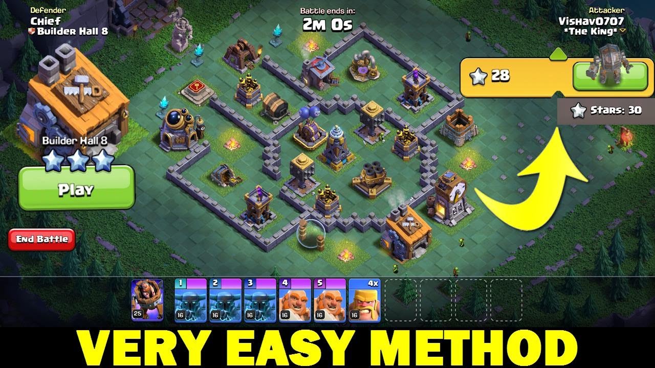 Clash of Clans Builder Base Map Challenge Part 7 ! 3 Star Strategy ! Very Easy Method.