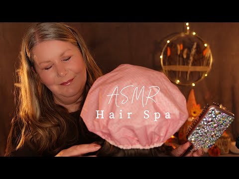 ASMR Hair Spa 🧡 Tapping, beruhigende Knisterhaube, brushing, Massage, Scalp scratching 🧡 Flüstern