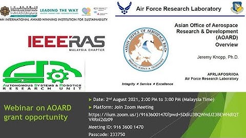 "WEBINAR ON AOARD GRANT OPPORTUNITY"  by Dr. Jeremy Knopp and Lt Col Kristopher H. Ahlers