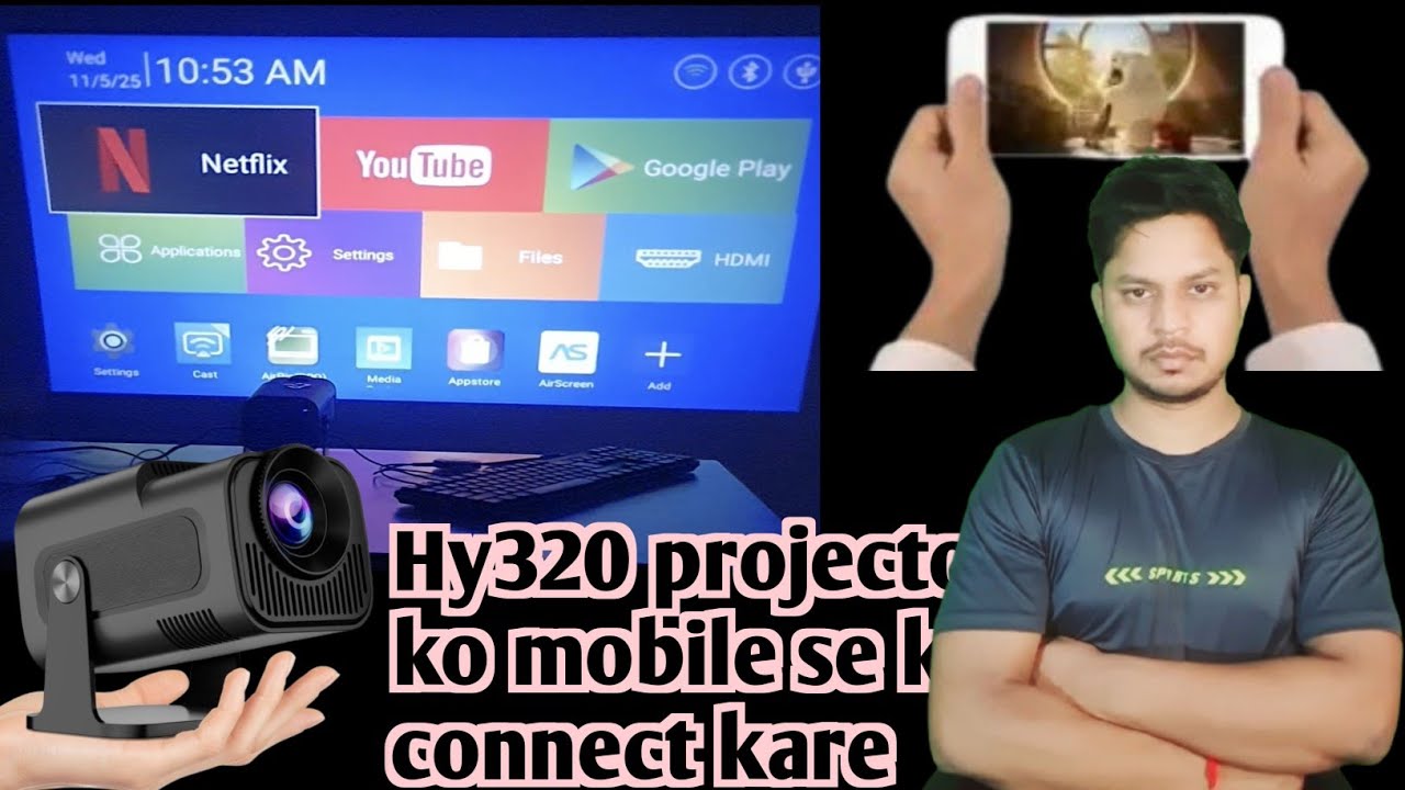 Hy320 projector mai miracast kare Bina kisi app ke, es device ke saath...
