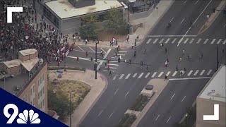 RAW: Sky9 over Denver march in support of protest organizers Wealth