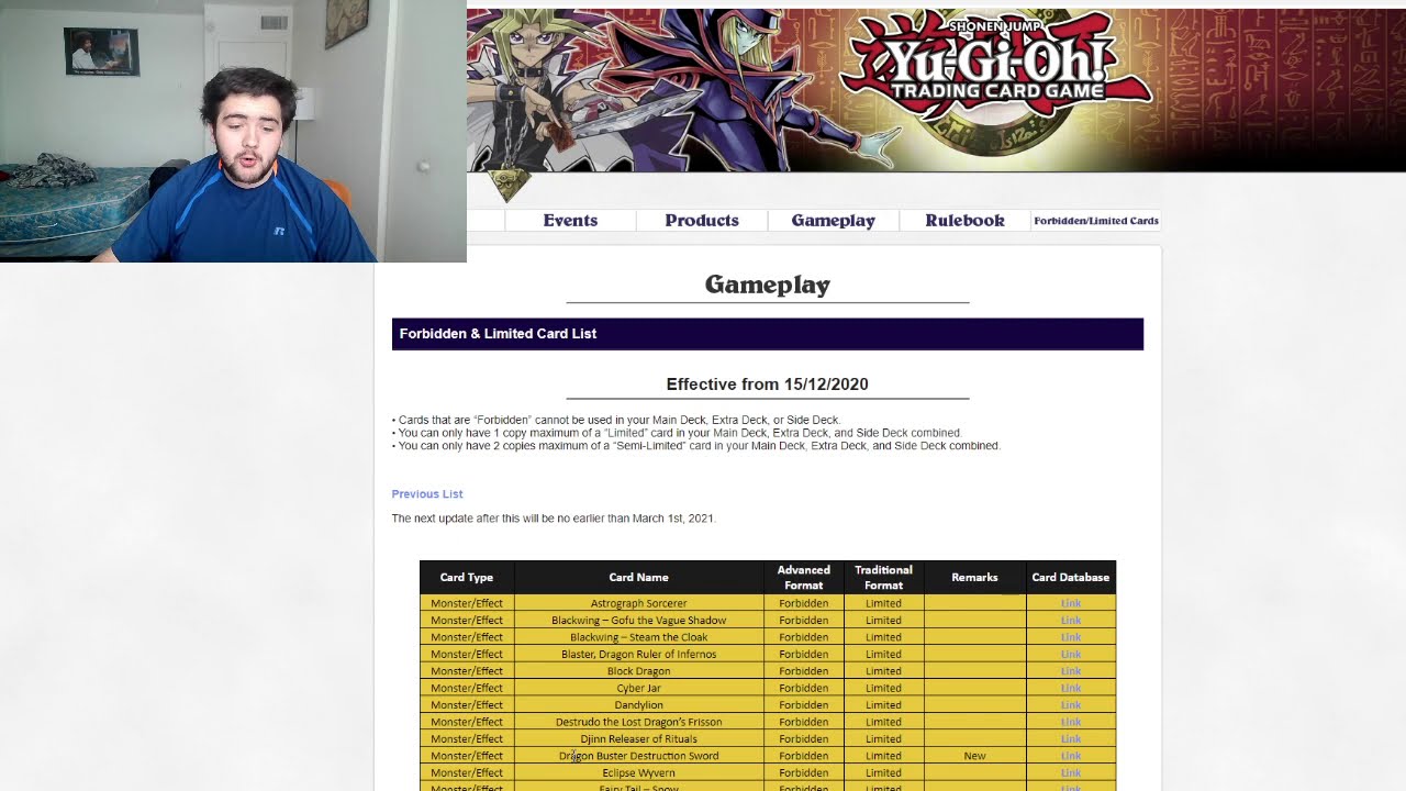 Yugioh December 2020 Banlist REACTION!!!