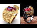 Anillos de Colección en Dorado y Plateado con Dragón Dorado y Piedra De Zirconia - Amuleto Feng Shui