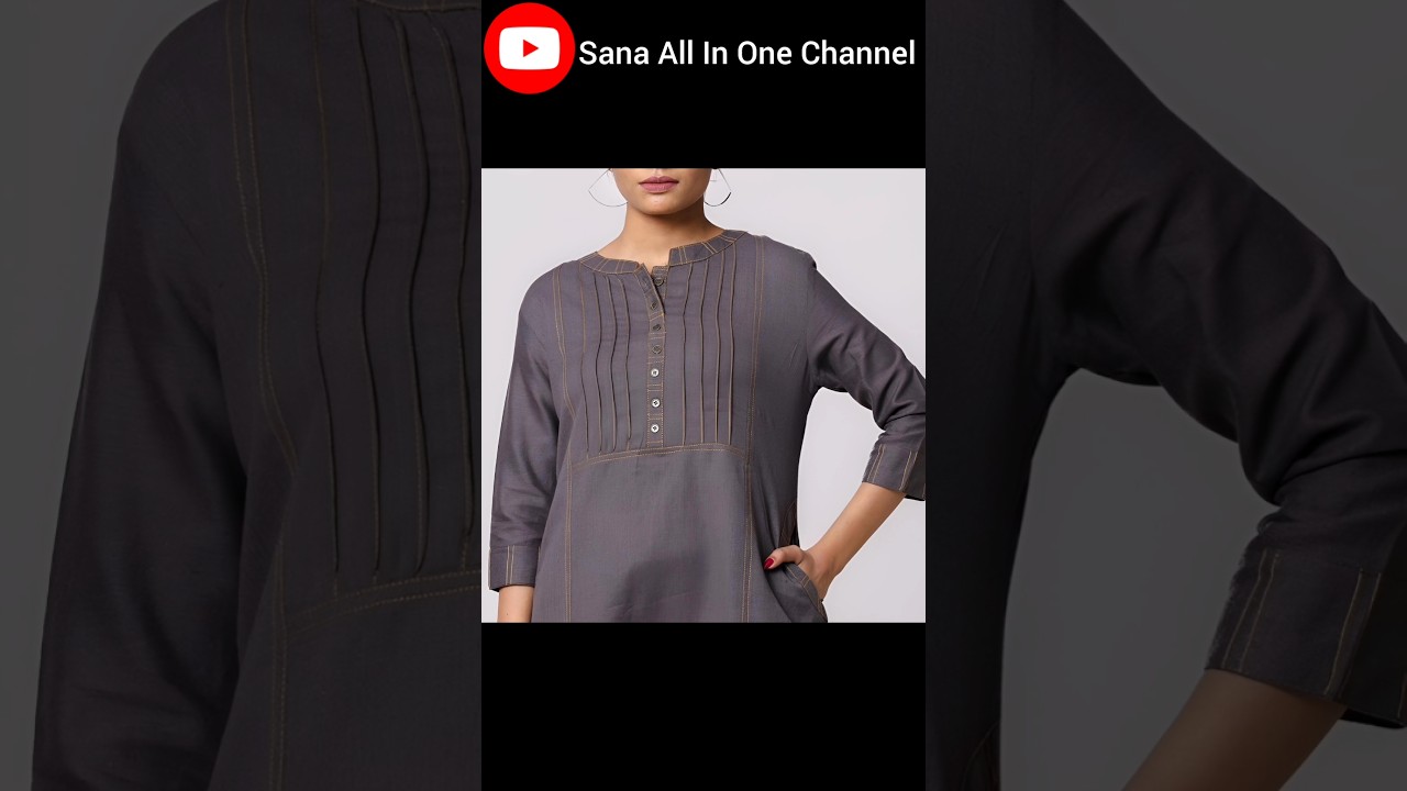 Simple And Sober Neck Design With pintucks ,plates and  Lace 