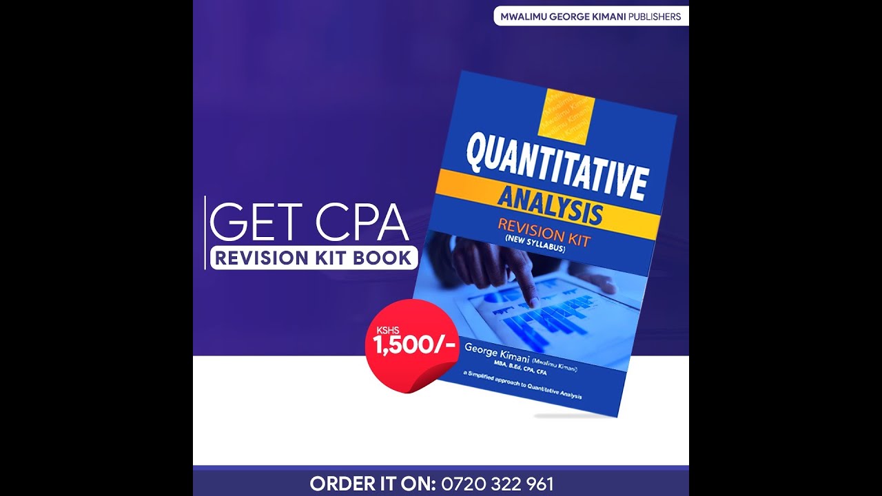 QUANTITATIVE ANALYSIS REVISION FOR APRIL 2023 QUESTION ONE YouTube