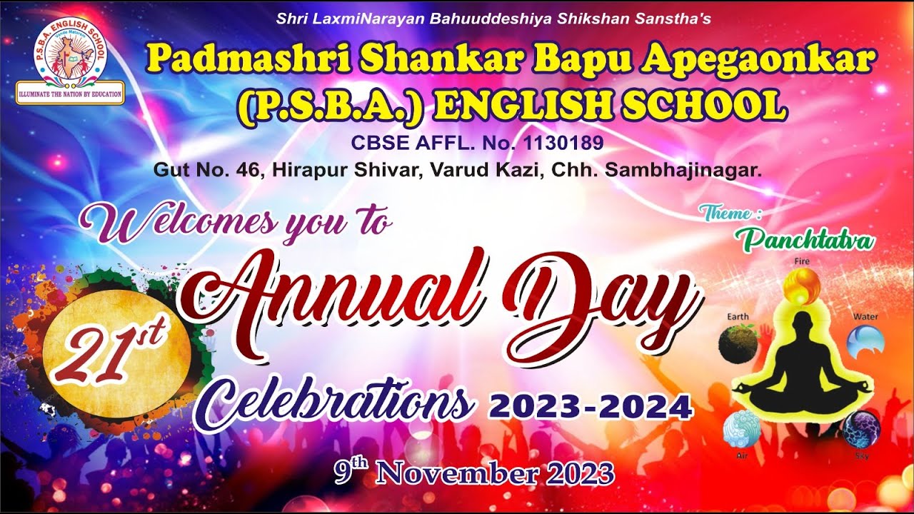 PSBA ENGLISH SCHOOL ANNUAL DAY 2023-24 PANCHTATVA 20 - YouTube