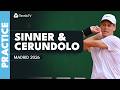 LIVE PRACTICE: Jannik Sinner &amp; Francisco Cerundolo in Madrid!