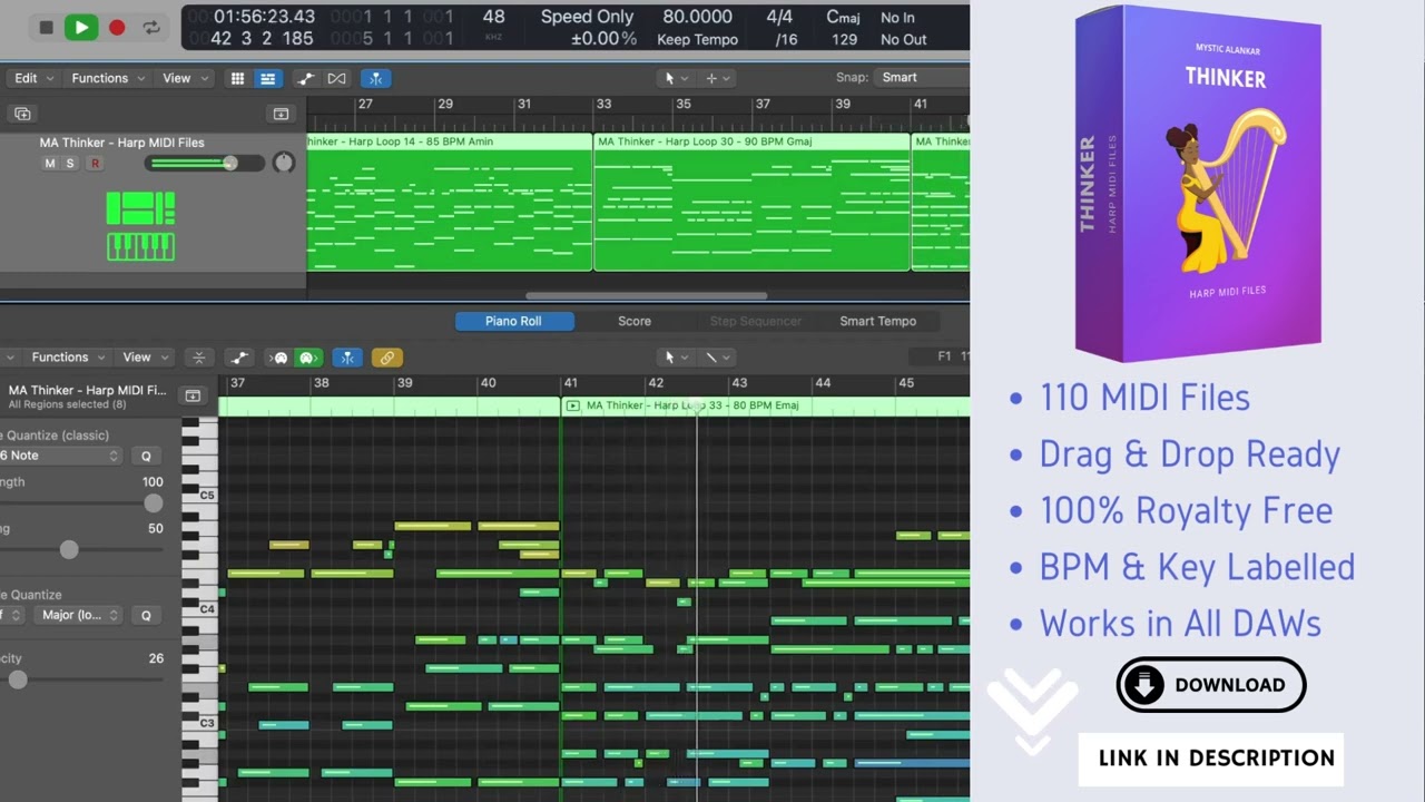 Emotional MIDI Files | Royalty Free Harp MIDI Pack
