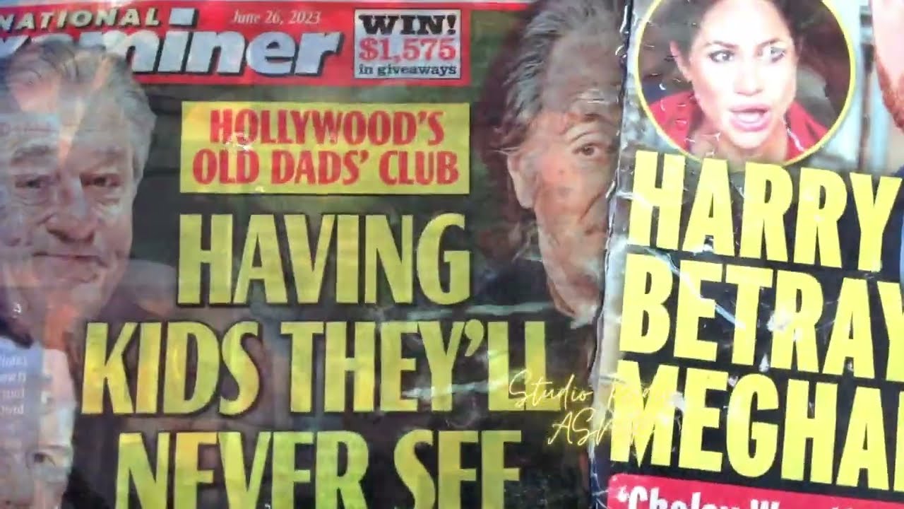 ASMR damage weekly National Examiner & InTouch magazines in water for ASMR page turning videos