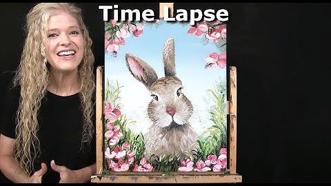 How to Draw and Paint "CHERRY BLOSSOM BUNNY with Acrylics - Time Lapse - Easy Painting Tutorial