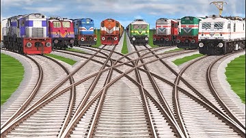 8  TRAINS CROSSING AT CURVED 🧨BRANCHED RAILROAD TRACKS BUMPY RAILROAD TRACK//@Trains_Crossing595 ​