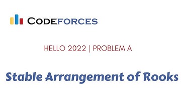 Hello 2022 | A. Stable Arrangement of Rooks | video Explanation